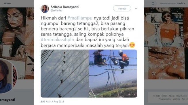 Listrik mulai pulih, warganet bikin tagar #terimakasihpln. [Twitter]