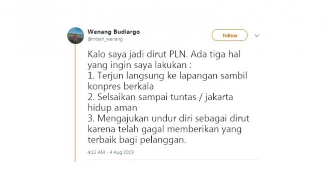 Cuitan warganet protes pada Dirut PLN. [Twitter]