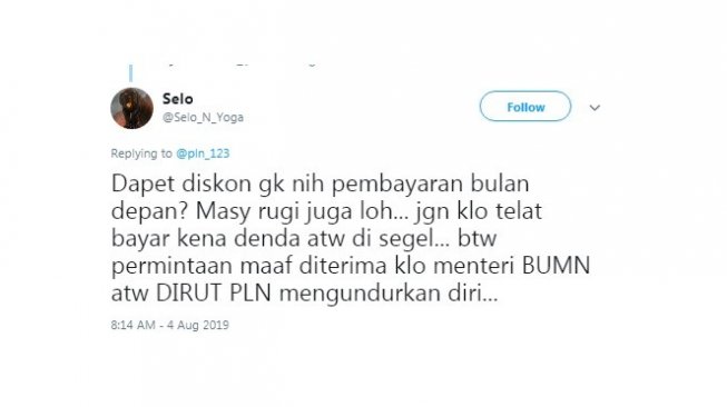 Listrik Padam Berjam-jam, Dirut PLN Diprotes Warganet