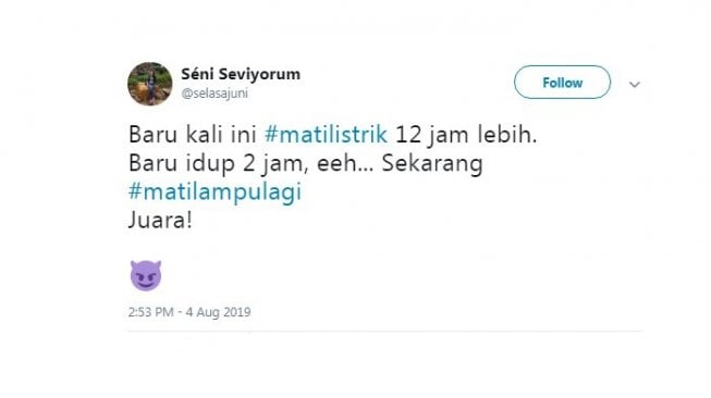 Cuitan warganet muncul tagar #matilampulagi. [Twitter]