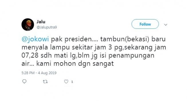 Mati Listrik Hampir 19 Jam, Tambun Masuk Trending Topik Twitter