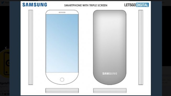 Bocoran Samsung menyiapkan smartphone tiga layar. [Twitter]