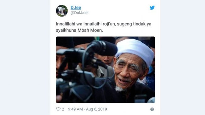 Ucapan berduka warganet kepada Mbah Moen. [Twitter]