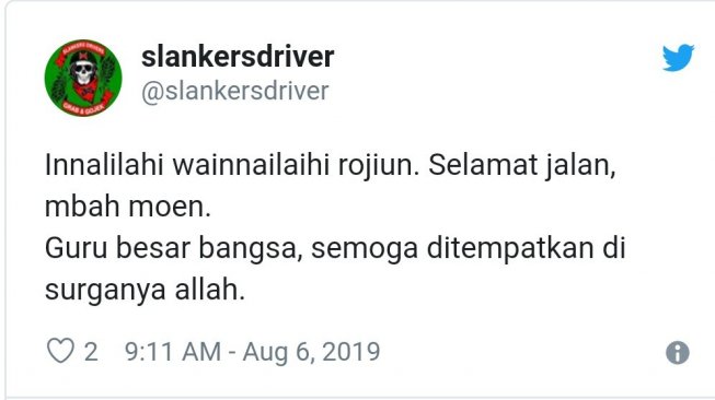 Ucapan berduka warganet kepada Mbah Moen. [Twitter]