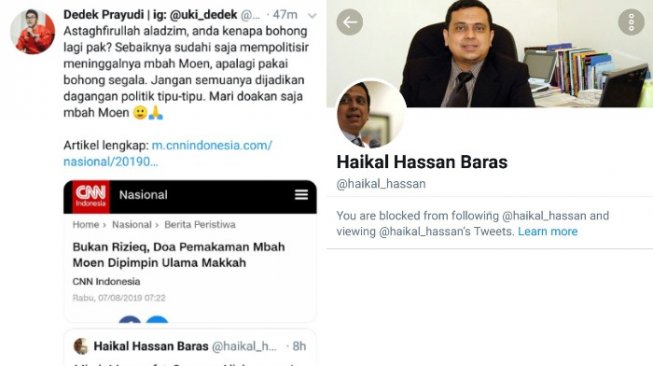 Kritik Hoaks Rizieq di Makam Mbah Moen, Jubir PSI Diblok Haikal Hassan
