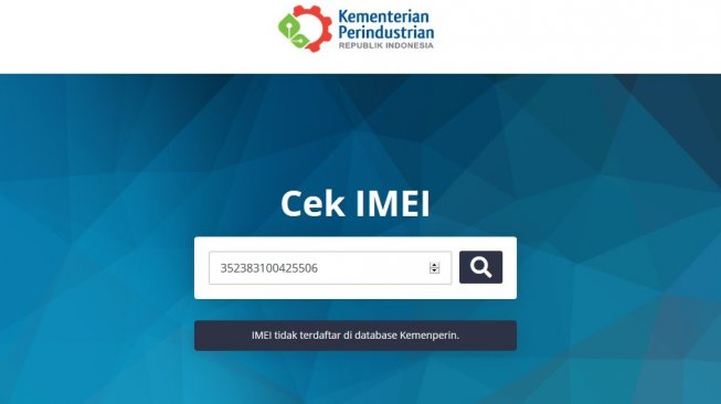 Cara cek IMEI di website Kemenperin. Website itu akan menampilkan keterangan tidak terdaftar jika memasukkan kode IMEI dari ponsel ilegal. [kemenperin.go.id]