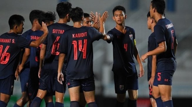 Para pemain timnas Thailand di Piala AFF U-15 2019. [Twitter timnas Thailand/captured]
