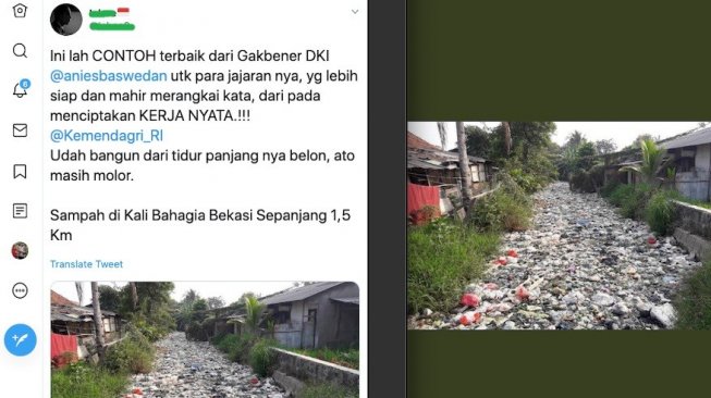 CEK FAKTA: Sampah Kali Bahagia Terkait Kerja Gubernur Anies Baswedan?