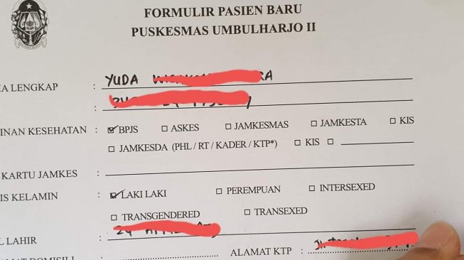 Viral 5 Jenis Kelamin di Formulir Puskesmas Jogja, Dinkes Klarifikasi