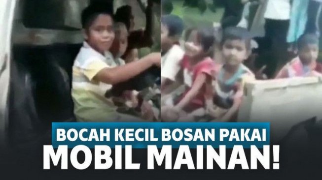 Bocah Ini Nekat Kendarai Mobil Beneran Bareng Teman Sekampung!