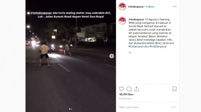 Pria asing tabrakkan diri di Bali - (Instagram/@infodenpasar)