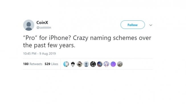 Nama iPhone terbaru. [Twitter]