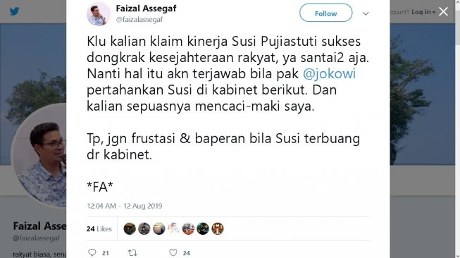 Cuitan Faizal Assegaf - (Twitter/@faizalassegaf)