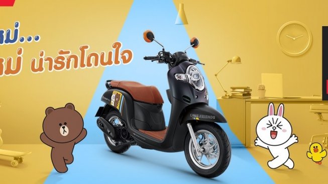 Karakter Brown dan Cony muncul dalam Scoopy edisi khusus lima ribu unit. Sebagai ilustrasi Honda Scoopy yang dipasarkan di Thailand beberapa saat lalu [AP Honda Thailand].