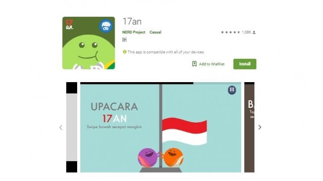 Game Android bertema HUT RI karya anak bangsa. [Google Play Store]