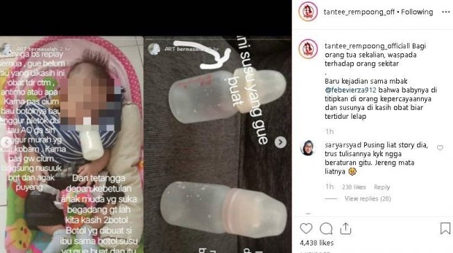 Pembantu cekoki obat tidur ke bayi. (Instagram/@@febevierza913)