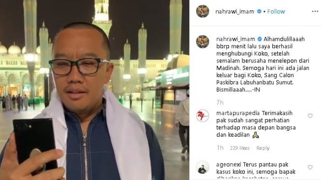 Imam Nahrawi melakukan panggilan video dengan Koko. (Instagram/@imam_nahrawi)