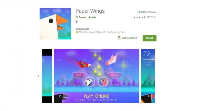 Paper Wings, game indie seru di Android. [Google Play Store]