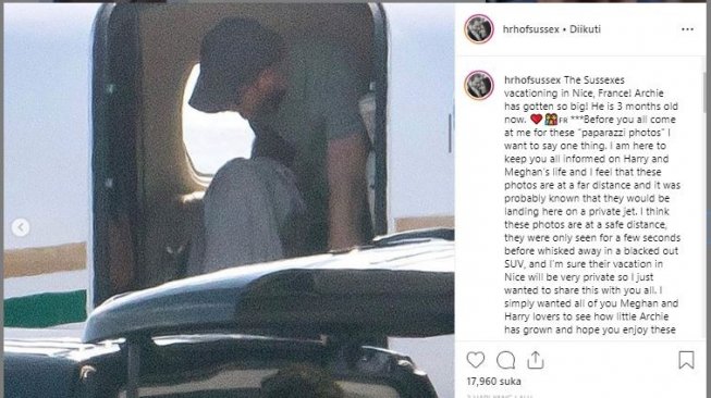 Foto liburan Pangeran Harry dengan jet pribadi. (Instagram/@hrhofsussex)