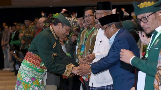 residen Jokowi saat pembukaan Muktamar PKB di Bali, Selasa (20/8/2019). [Setpres]