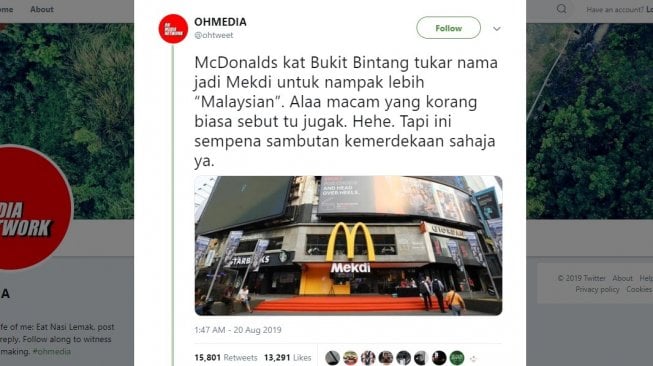 McDonald's ganti nama. [Twitter]