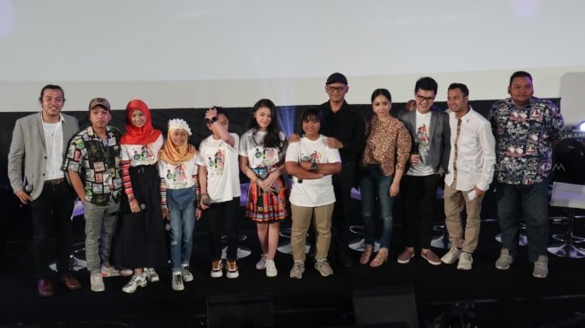 Raffi Ahmad bersama sejumlah penyanyi cilik menggelar konser Mimpiku Jadi Nyata di Teater IMAX Keong Emas, Taman Mini Indonesia Indah, Jakarta Timur, Sabtu (24/8/2019).