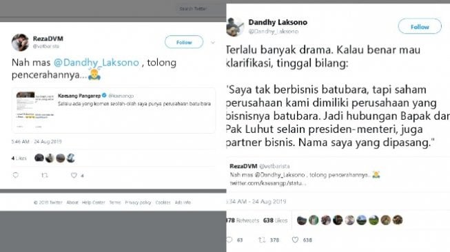 Respons Dandhy Laksono - (Twitter/@vetbarista, Twitter/@Dandhy_Laksono)