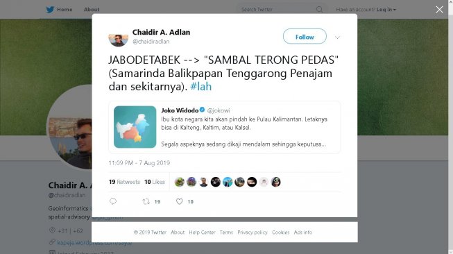 Usulan nama ibu kota baru - (Twitter)