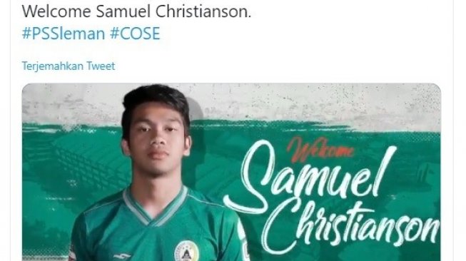 PSS Sleman resmi mengenalkan winger anyar, Samuel Christianson. (Twitter/@PSSleman)