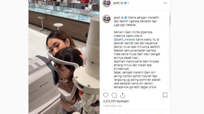 Gempita cek mata (Instagram/Gisel_la)