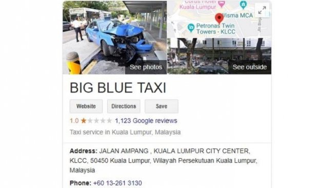 Bos Hina Indonesia, Review Perusahaan Taksi Malaysia di Google Anjlok