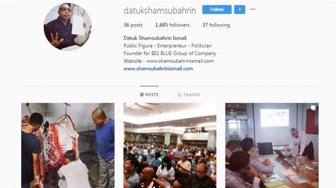 Akun Instagram Datuk Shamsubahrin Ismail. [Instagram]