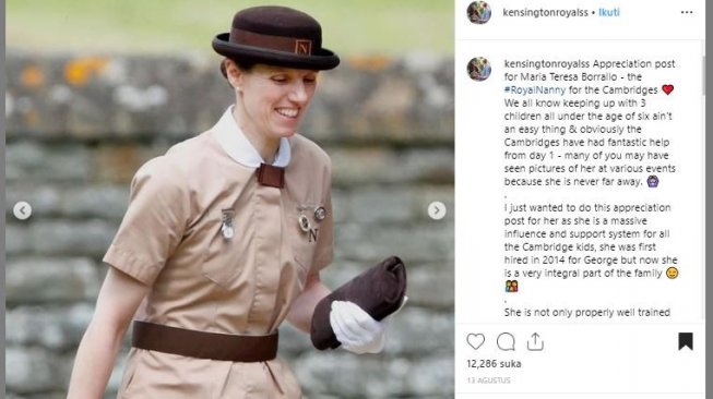 Baby sitter yang bekerja untuk Kate Middleton, Maria Borallo. (Instagram/@kensingtonroyalss)