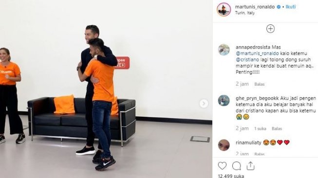 Martunis kembali bersua ayah angkatnya, Cristiano Ronaldo. (Instagram/@martunis_ronaldo).