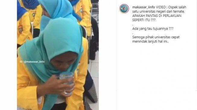 Perpeloncoan dalam masa orientasi mahasiswa baru (Instagram/@makassar_iinfo)