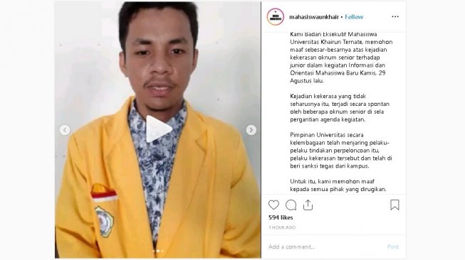 Permintaan maaf Unkhair - (Instagram/@mahasiswaunkhair)