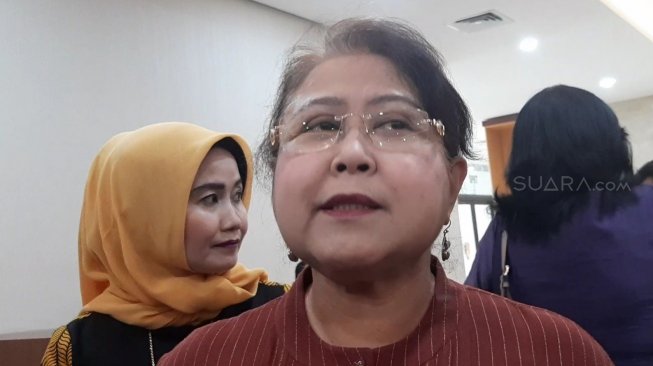 Elza Syarief tibad di Bareskrim Polri untuk melaporkan Nikita Mirzani dan Hotman Paris, Selasa (3/9/2019). [Sumarni/Suara.com]