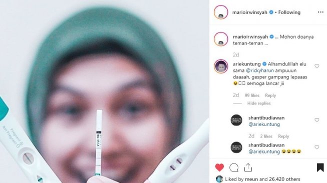 Mario Irwinsyah kabarkan istrinya hamil anak ketiga melalui instagram