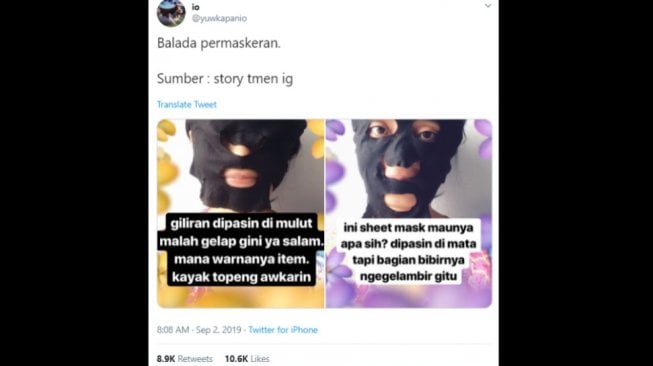 Malah Kayak Perampok, Bentuk Sheet Mask Ini Bikin Dilema Banget