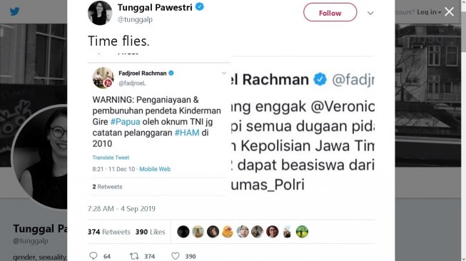 Jejak digital Fadjroel Rachman - (Twitter/@tunggalp)