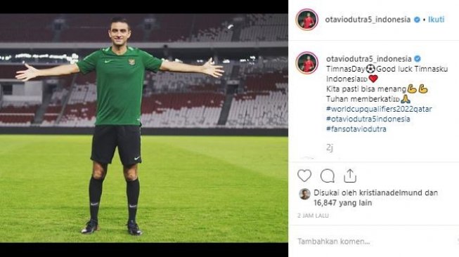 Otavio Dutra mendoakan Timnas Indonesia. (Instagram/@otaviodutra5_indonesia).