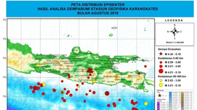 Aktivitas Gempa di Jatim Selama Agustus Mencapai 80 Kali