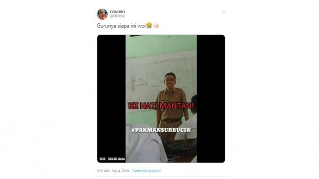 Aksi kocak guru yang bikin baper. [Twitter]