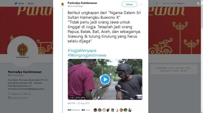 Video viral dari Jogja - (Twitter/@PaniradyaJogja)