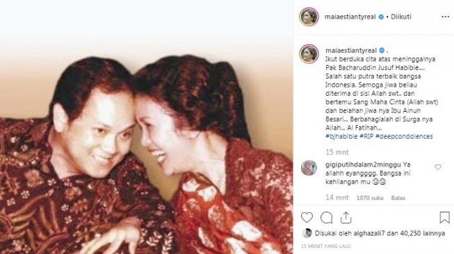 Bela sungkawa Maia Estianty untuk BJ Habibie. [Instagram]