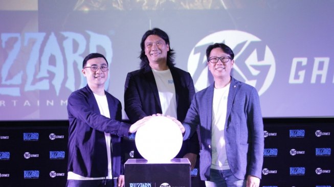 Salim Group melalui AKG Games, pada Kamis (12/9/2019) di Jakarta mengumumkan kemitraannya dengan pengembang sekaligus penerbit game Blizzard Entertainment. [Suara.Com/Tivan Rahmat]