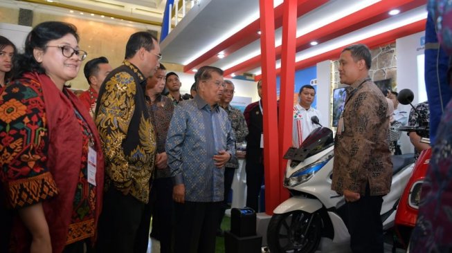 Wakil Presiden Jusuf Kalla di acara Pameran Indotrans Expo 2019 di JCC Senayan, Jakarta Pusat. (Foto dok. Setwapres)