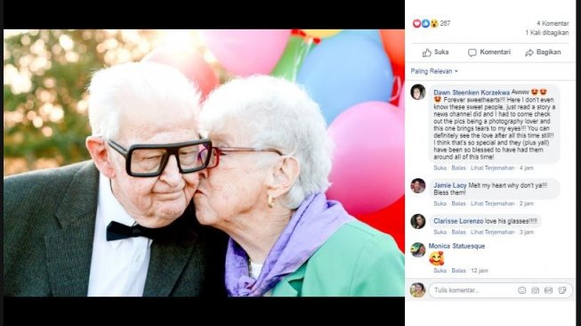 Gemas, Pasangan Kakek Nenek Ini Berfoto seperti Film Up bersama Cicitnya