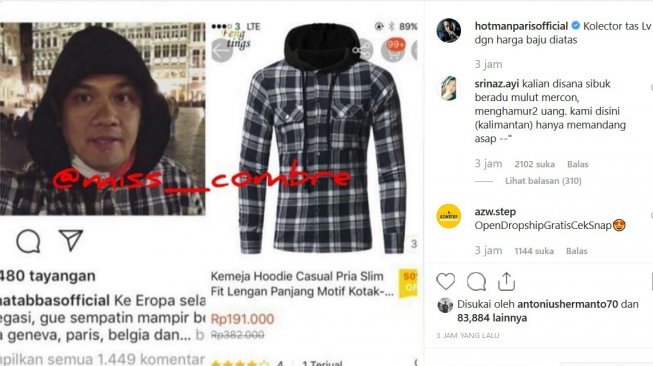 Hotman Paris mengunggah harga baju Farhat Abbas di Instagram. [Instagram]