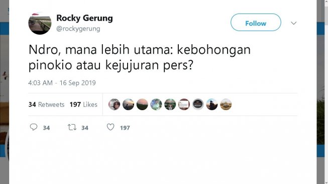 Cuitan Rocky Gerung - (Twitter/@rockygerung)